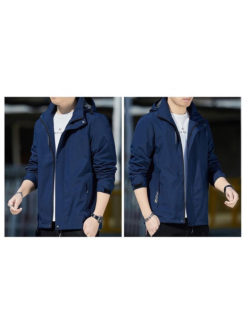 Fashionable Men's Simple Windproof And Waterproof Casual Hooded Jacket  - Image 3