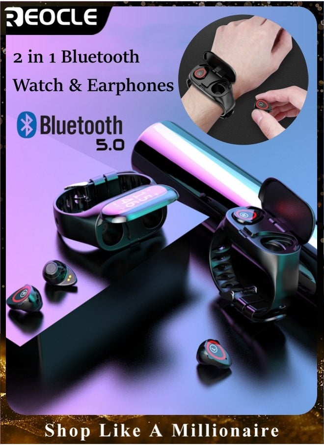 REOCLE Smart Watch with Earbuds 2 in 1 Bluetooth Watch Fitness Tracker with Blood Oxygen Heart Rate Sleep Monitor Sports Watch for Android iPhone  - Image 1
