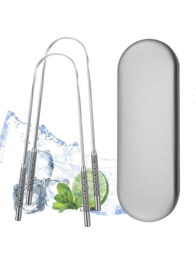 EELHOE 2 Pcs Tongue Scraper For Adults, Fresh Breath Tongue Cleaner Oral, Made of High Quality Stainless Steel, Help Eliminate and Prevent Bad Breath, Improve Your Confidence By Having Fresher Breath - Image 1