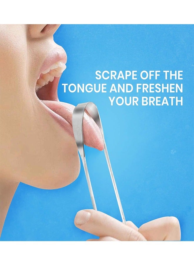 EELHOE 2 Pcs Tongue Scraper For Adults, Fresh Breath Tongue Cleaner Oral, Made of High Quality Stainless Steel, Help Eliminate and Prevent Bad Breath, Improve Your Confidence By Having Fresher Breath - Image 4