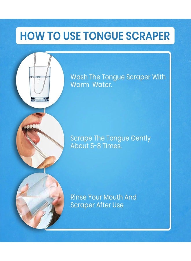 EELHOE 2 Pcs Tongue Scraper For Adults, Fresh Breath Tongue Cleaner Oral, Made of High Quality Stainless Steel, Help Eliminate and Prevent Bad Breath, Improve Your Confidence By Having Fresher Breath - Image 2