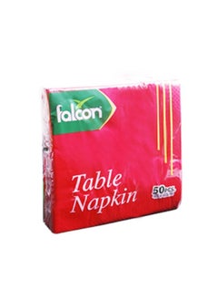 Falcon Red Disposable Paper Napkins, Size 40x40 CM, 50 Sheets per Pack  - Image 1