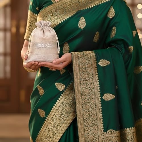 Touchstone Drawstring Bags Traditional Indian Handcrafted in Elephant Pattern Brocade fabric Perfect for Gifts Jewelry Weddings Sweet Distribution Set of 9 Vibrant Multicolor Pouches Purses Potli - Image 3