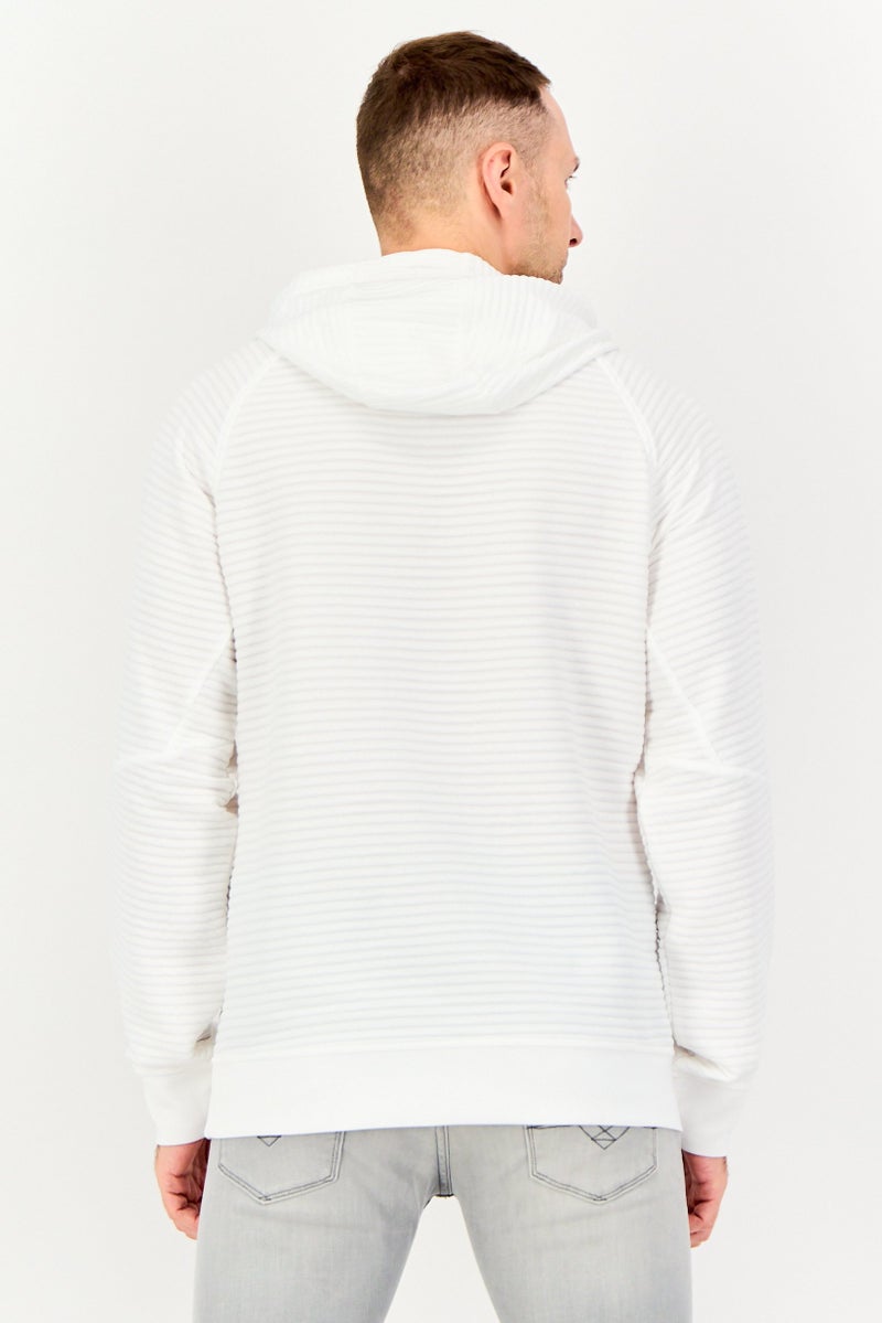 Apana Men Textured Long Sleeve Hoodie, White - Image 4