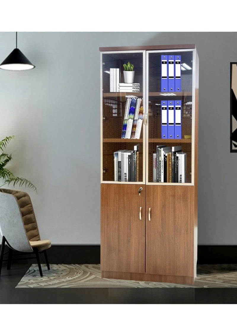 Wooden Cabinet 2 Doors With Glass Modern Office File Cabinet Office Bookcase Furniture 200*80*40 CM - pzsku/ZD0C587E0D1EA94FC6E35Z/45/_/1703244413/109d93b9-453c-42f4-864b-d4fb9c2156df