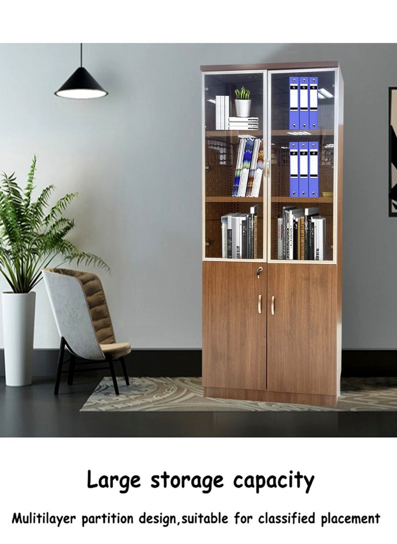 Wooden Cabinet 2 Doors With Glass Modern Office File Cabinet Office Bookcase Furniture 200*80*40 CM - pzsku/ZD0C587E0D1EA94FC6E35Z/45/_/1703244413/8457af53-df77-4cf2-b154-92d988f30aee