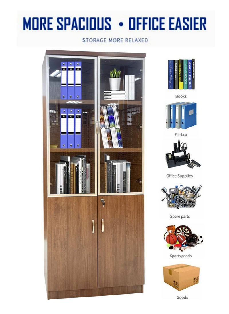 Wooden Cabinet 2 Doors With Glass Modern Office File Cabinet Office Bookcase Furniture 200*80*40 CM - pzsku/ZD0C587E0D1EA94FC6E35Z/45/_/1703244414/063ff2f7-386e-4d30-889b-e425906549f4