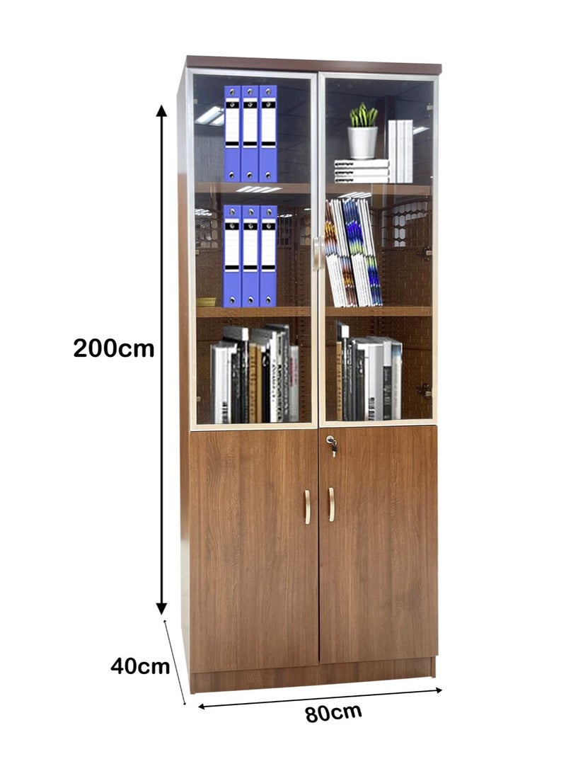 Wooden Cabinet 2 Doors With Glass Modern Office File Cabinet Office Bookcase Furniture 200*80*40 CM - pzsku/ZD0C587E0D1EA94FC6E35Z/45/_/1703244415/9dd45ddb-abe0-481b-96d8-a4d6ac9634ee