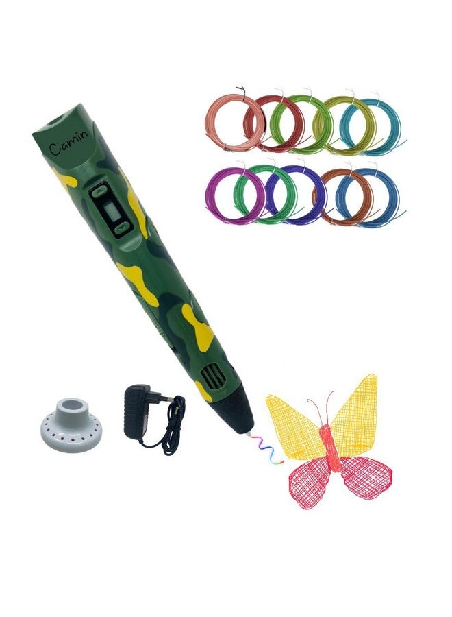 Camin 3D Pen-2 (Camouflage Color) with 10in1 PLA Filament - 3D Printer Pen Set for Kids - Adapter 10in1 PLA 5m Included - Image 1
