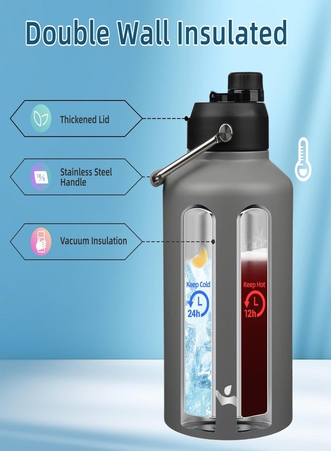 Konokyo Insulated water bottle with Metal Handle128oz-Gray - Image 3