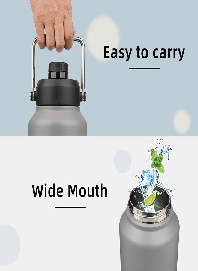 Konokyo Insulated water bottle with Metal Handle128oz-Gray - Image 4
