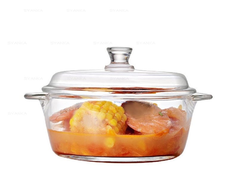 SYANKA Premium 1000ml Glass Casserole with Glass Lid - Set of 2, 1-LTR, Oven & Microwave Safe Serving Bowl with Lid, Mixing Bowl for Snacks, Cereals, Rice, Sambar, Salad - Image 2