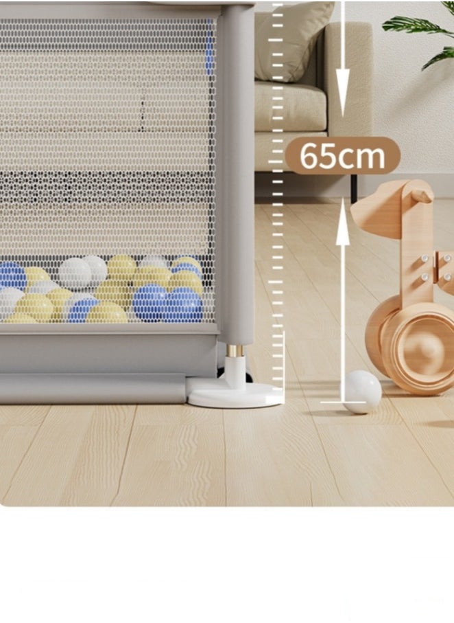 EXCLIFE - Children's Large Stainless Steel Steering Tube, Baby Indoor Crawling Safety Fence, Playpen with Breathable Mesh and Zipper Door - Gray 120x180cm - Image 1