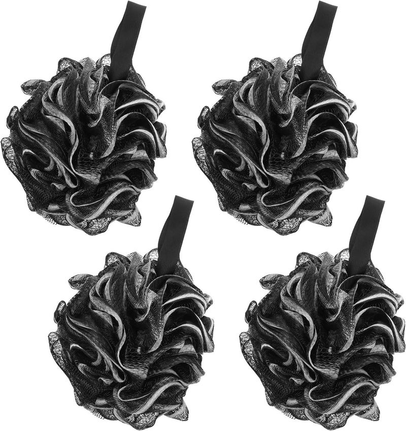Uonlytech Black Large Bath Loofah Sponge 4pcs 60g Body Wash Scrubber Exfoliating Shower Accessory for Men Portable Household Bath Sponge - Image 1