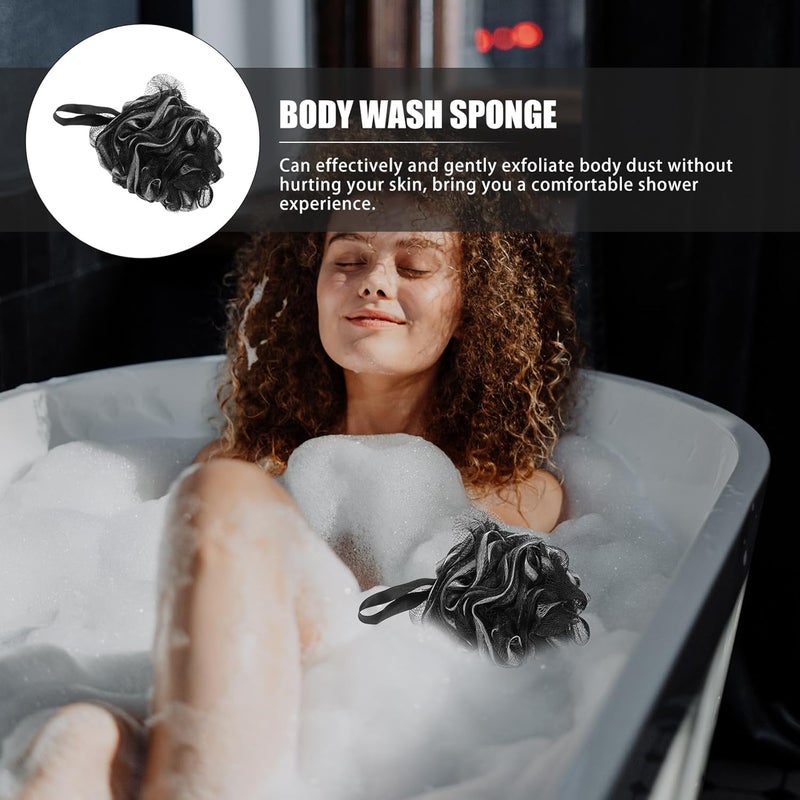Uonlytech Black Large Bath Loofah Sponge 4pcs 60g Body Wash Scrubber Exfoliating Shower Accessory for Men Portable Household Bath Sponge - Image 5