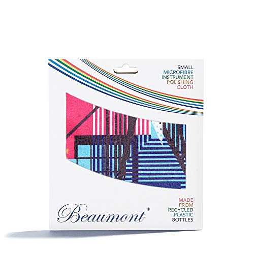 Beaumont Musical Polishing & Cleaning Patterned Neon Arcade Instruments Trumpet Clarinet Sax Flute Recycled Microfibre Cleaning Cloth Brass Silver 25 x 25cm (BFC-NA) - Image 1