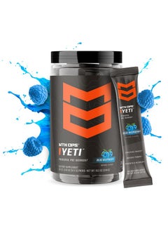 MTN OPS MTN OPS Yeti Trail Packs Pre-Workout Powder Energy Drink with Creatine, 200mg Caffeine & BCAAs with Beta Alanine, 20-Single Servings, Blue Raspberry  - Image 1
