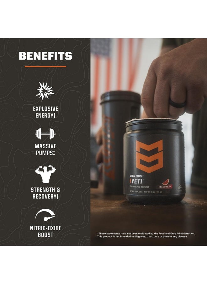 MTN OPS - MTN OPS Yeti Trail Packs Pre-Workout Powder Energy Drink with Creatine, 200mg Caffeine & BCAAs with Beta Alanine, 20-Single Servings, Blue Raspberry - Image 1