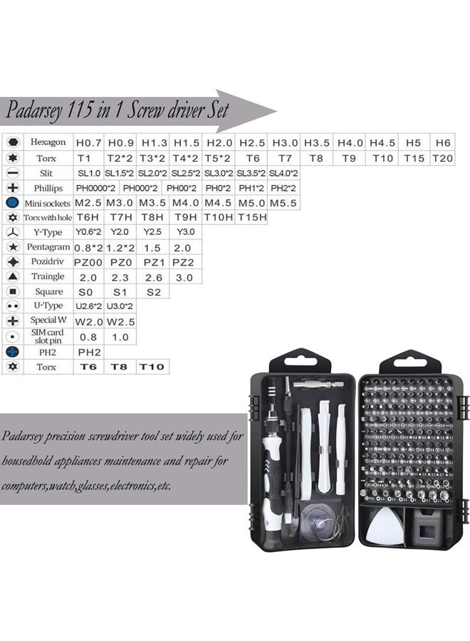 Hihonor Precision Screwdriver Set 115 in 1 Repair Tools Kit with Magnetic Driver Kit,Electronics Precision Screwdriver Set with Portable Bag for Repair Computer, Cell Phone,Lap,Black - Image 5