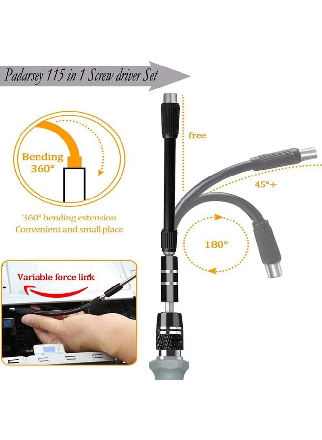 Hihonor Precision Screwdriver Set 115 in 1 Repair Tools Kit with Magnetic Driver Kit,Electronics Precision Screwdriver Set with Portable Bag for Repair Computer, Cell Phone,Lap,Black - Image 3