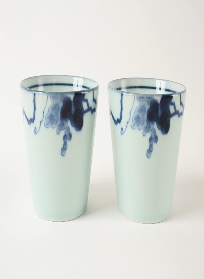 Minoribo Mino ware Japanese Pottery Pair Sobachoko Tea Cup made in Japan (Japan Import) Indigo Grapes STY006 - Image 5