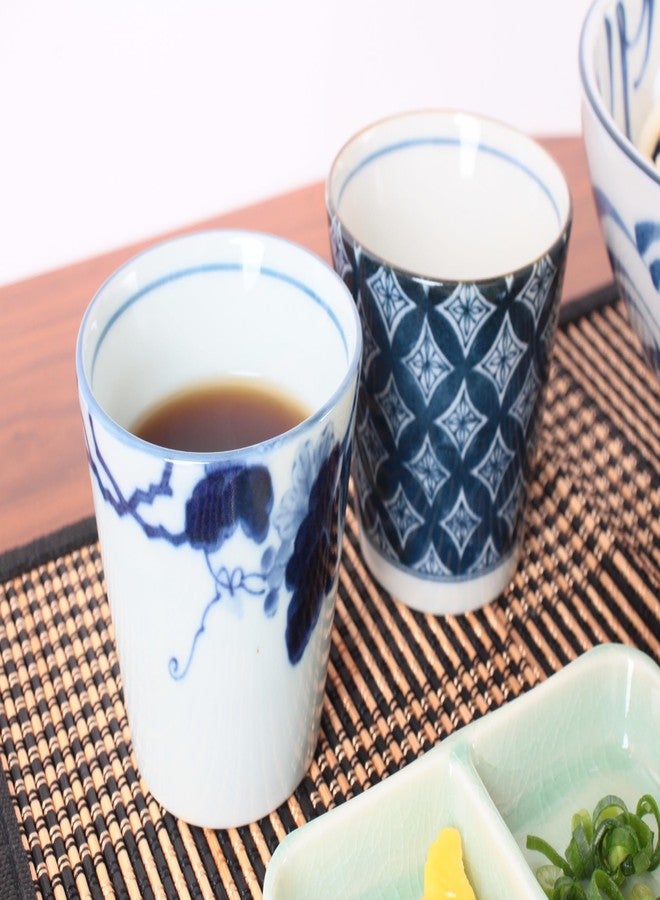 Minoribo Mino ware Japanese Pottery Pair Sobachoko Tea Cup made in Japan (Japan Import) Indigo Grapes STY006 - Image 2