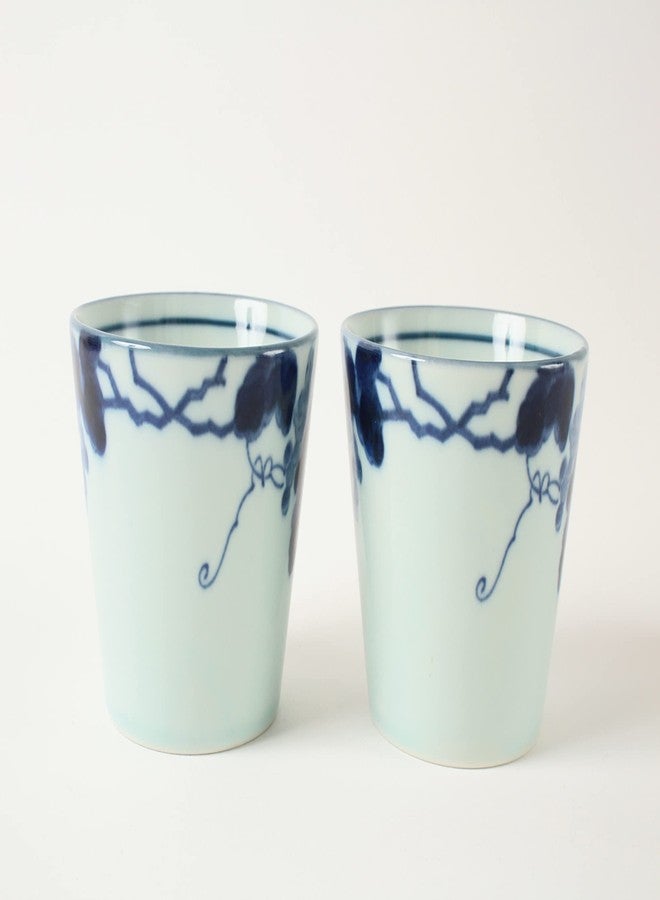Minoribo Mino ware Japanese Pottery Pair Sobachoko Tea Cup made in Japan (Japan Import) Indigo Grapes STY006 - Image 3