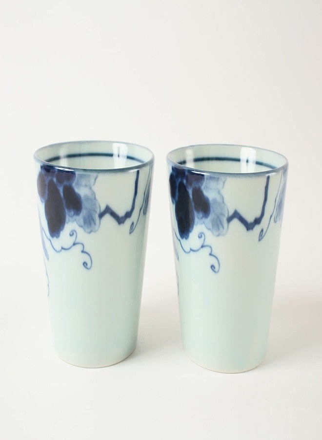 Minoribo Mino ware Japanese Pottery Pair Sobachoko Tea Cup made in Japan (Japan Import) Indigo Grapes STY006 - Image 4
