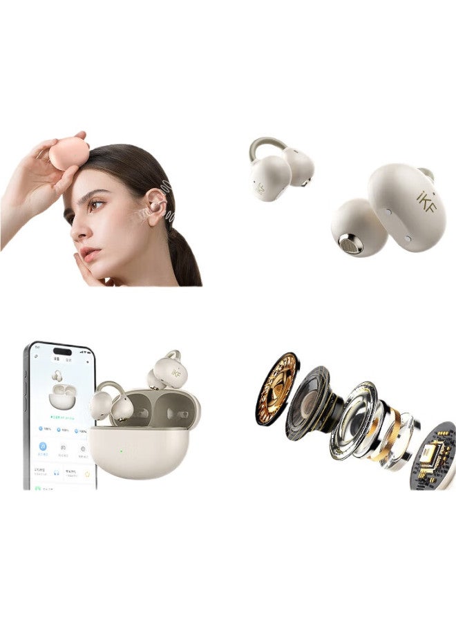 iKF Air Clip Bluetooth Headphones, Wireless Open-Air Conduction, Non-In, Surround Sound, Hifi Headphones, Fitness, Sports, Ultra-Long Battery Life, Classic White - Image 1