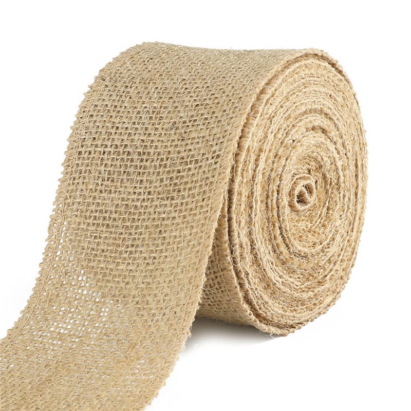 jijAcraft 8CM Hessian Ribbon Roll 10M Natural Burlap Roll Thick Brown Jute Ribbon for Gift Wrapping Crafts Bows Florist Rustic Wedding Christmas Decorations