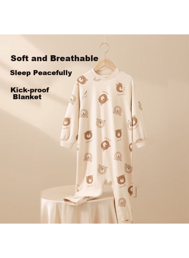 Top melon Dingguagua Children's Thin One-piece Pajamas Spring And Autumn Uni Footed Sleep Sack Baby Anti-kick Cotton Color 110 - Image 2
