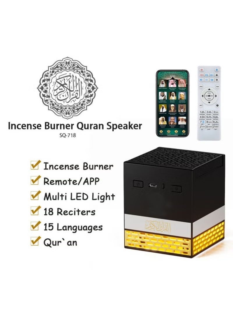 JAJEEK Quran Speaker with Bakhoor Burner and Bluetooth – App and Remote Control Enabled, Multi-LED Light Options, 15 Languages, 18 Reciters, Kaaba Speaker SQ-718, 8GB Storage - Image 4