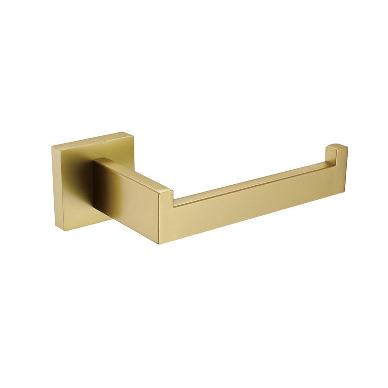 TASTOS Toilet Paper Holder Brushed Gold, Toilet Tissue Roll Holders Dispenser and Hangers Wall Mounted for Bathroom & Kitchen, Stainless Steel Modern Square Style - Image 1