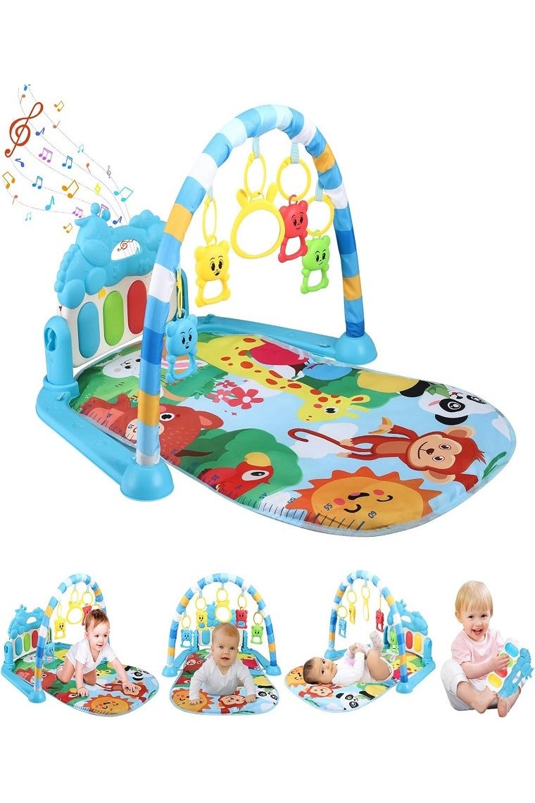 Baby Play Mat, Baby Piano Mat with Music and Lights, Baby Play Mats for Floor with Detachable Activity Toys, Early Development Activity Play Mat Toy Gift for Babies Newborn Toddler (Cute Animals Shape) - Image 1