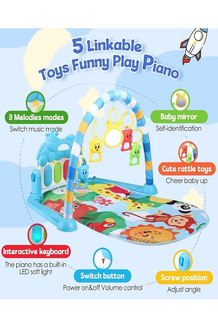 Baby Play Mat, Baby Piano Mat with Music and Lights, Baby Play Mats for Floor with Detachable Activity Toys, Early Development Activity Play Mat Toy Gift for Babies Newborn Toddler (Cute Animals Shape) - Image 2