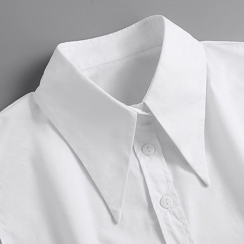 LoudSung Detachable Half Shirt Blouse False Collar Big Pointed Cotton Collar Elegant for Women Girls - Image 4