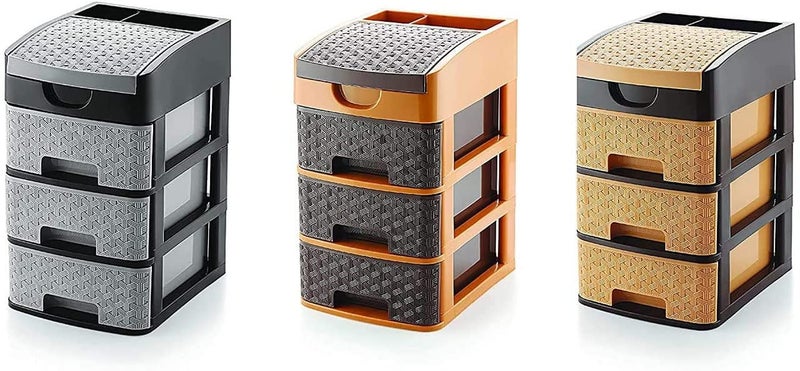 AUREUS Mini Drawer Storage System Organizer for Home Office Parlor School Kitchen Clothes 3 Layer Plastic MultiPurpose Chest of Modular Containers Trolley Foldable Drawers Grey - Image 3
