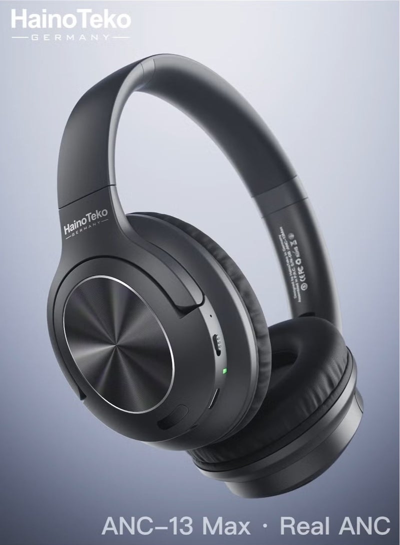 Haino Teko ANC-13 Max Wireless Bluetooth Headphones with Active Noise Cancellation, High-Resolution Sound, and Multi-Functional Button Control in Black - Image 4