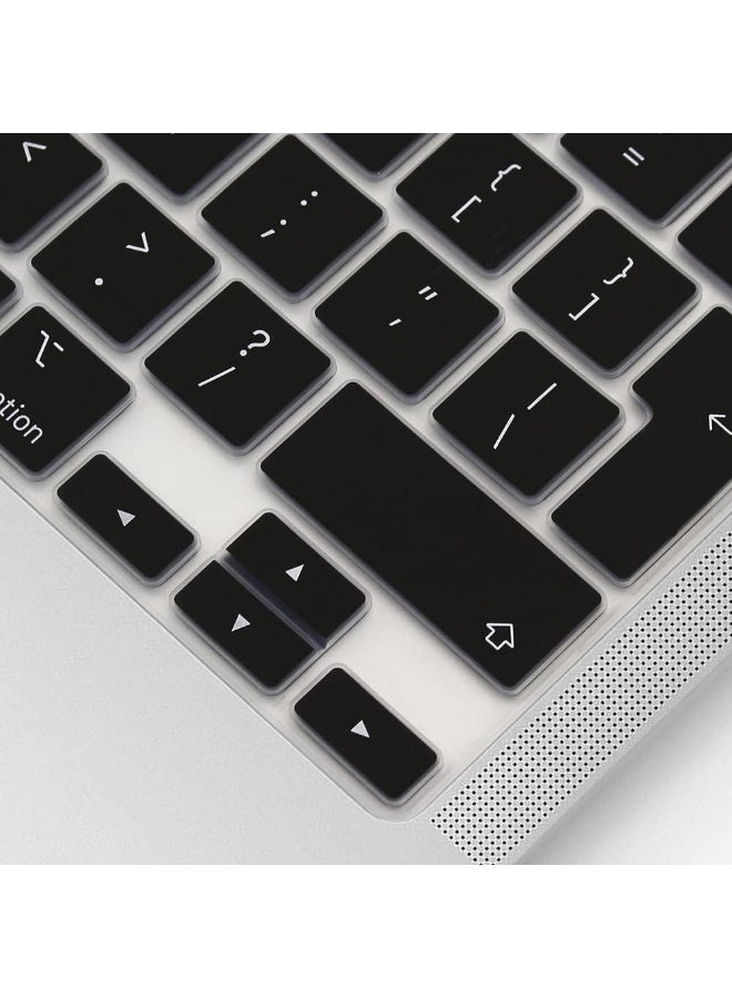 غطاء لوحة مفاتيح إنجليزي فائق النحافة EU/UK لجهاز MacBook Pro 13" 2020 (A2338 M1، A2251، A2289) وMacBook Pro 16" 2019 (A2141) – جلد سيليكوني واقي أسود - Image 4