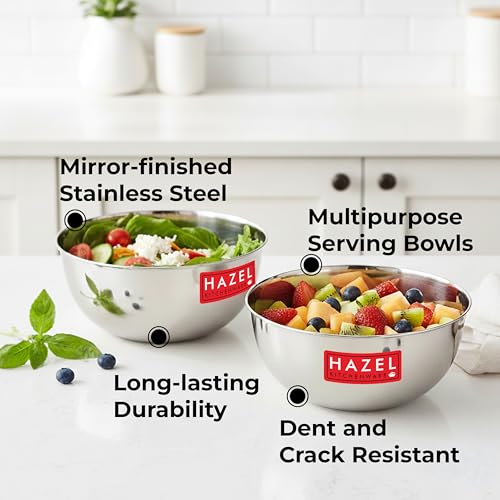 HAZEL Stainless Steel Serving Bowl 600ml | 15cm Diameter | Durable, Rust Resistant, Ideal for Lunch & Dinner | Steel Katori Set of 2 - Image 4