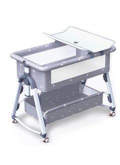 Beauenty Aluminum Alloy Baby Bed Foldable Newborn Baby Bedside Crib, Adjustable Travel Cot With Breathable Mesh Window And Mattress Mosquito Net, 0 - 24 Months  - Image 1