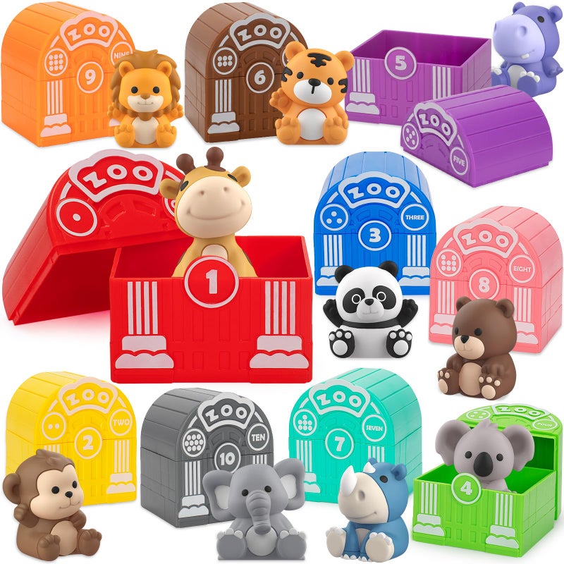KMUYSL Learning Toys for 123 Year Old 20 Pcs Safari Animals Toy Counting Skill Color Matching Montessori Toys Christmas Birthday Easter Educational Gift for Baby Toddler Boys Girls Age 1218 Months - Image 2