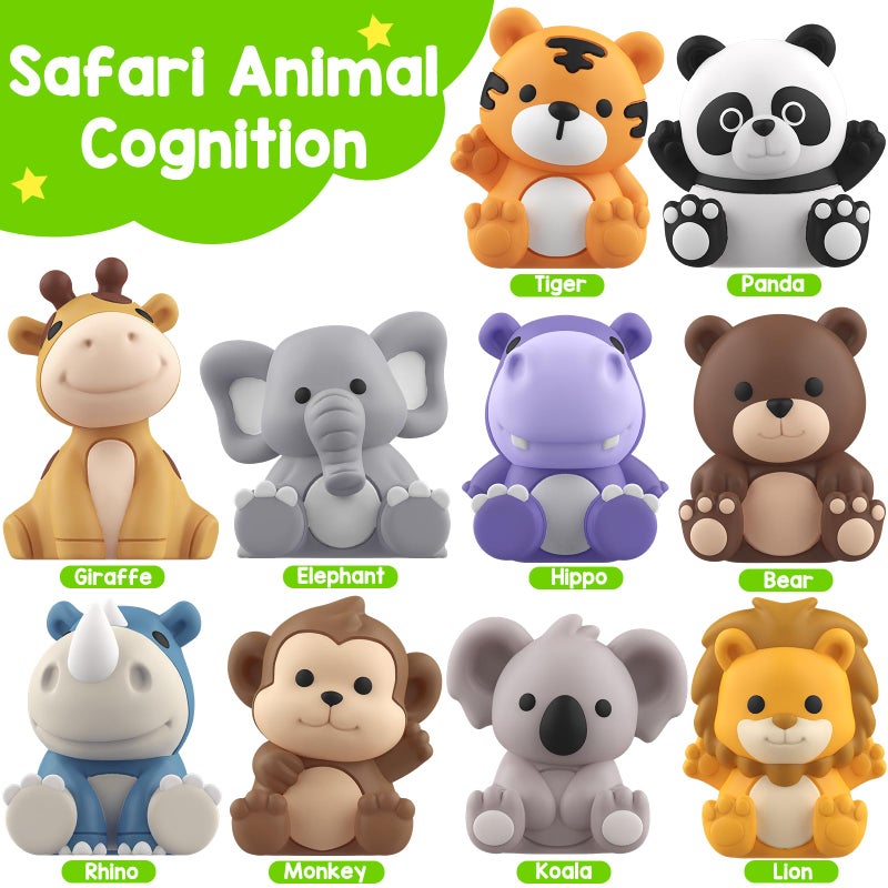 KMUYSL Learning Toys for 123 Year Old 20 Pcs Safari Animals Toy Counting Skill Color Matching Montessori Toys Christmas Birthday Easter Educational Gift for Baby Toddler Boys Girls Age 1218 Months - Image 3