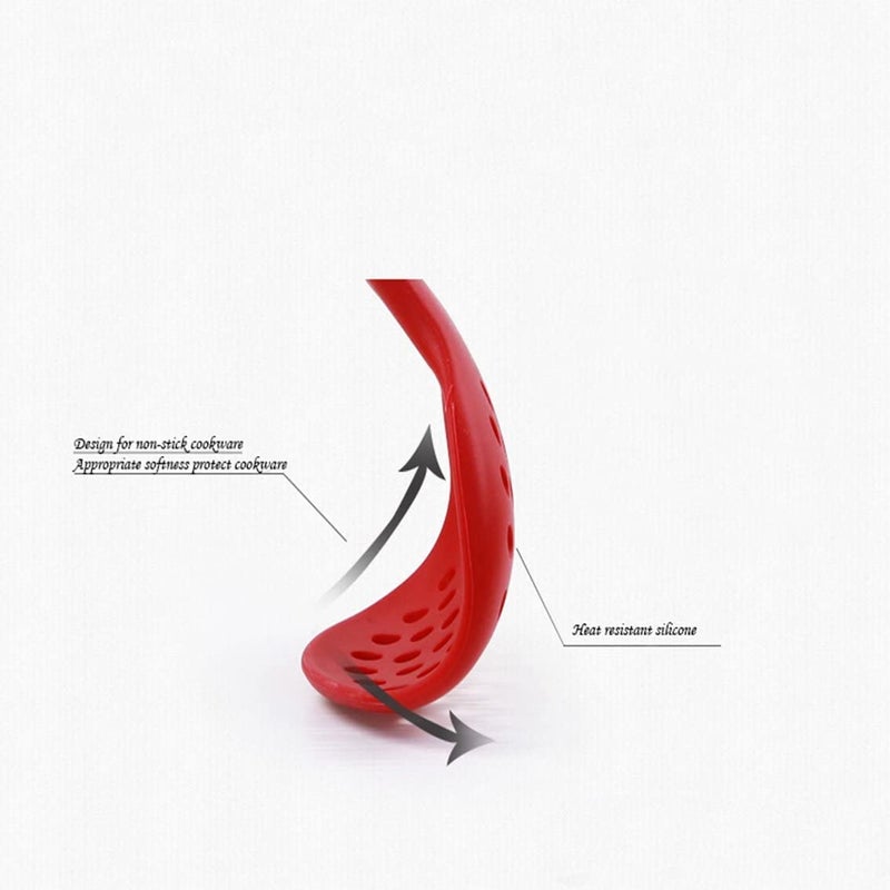 Baskety Premium Silicone Kitchen Utensil Silicone Slotted Skimmer Strainer Spoon with 180 Stainless Steel Stay Cool Handle Red - Image 5