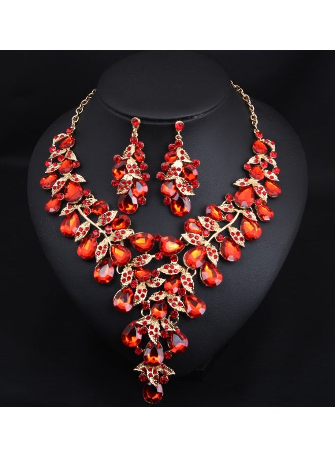 NIBEMINENT Exaggerated Statement Rhinestone Necklace and Earring Set - Unique European and American Jewelry