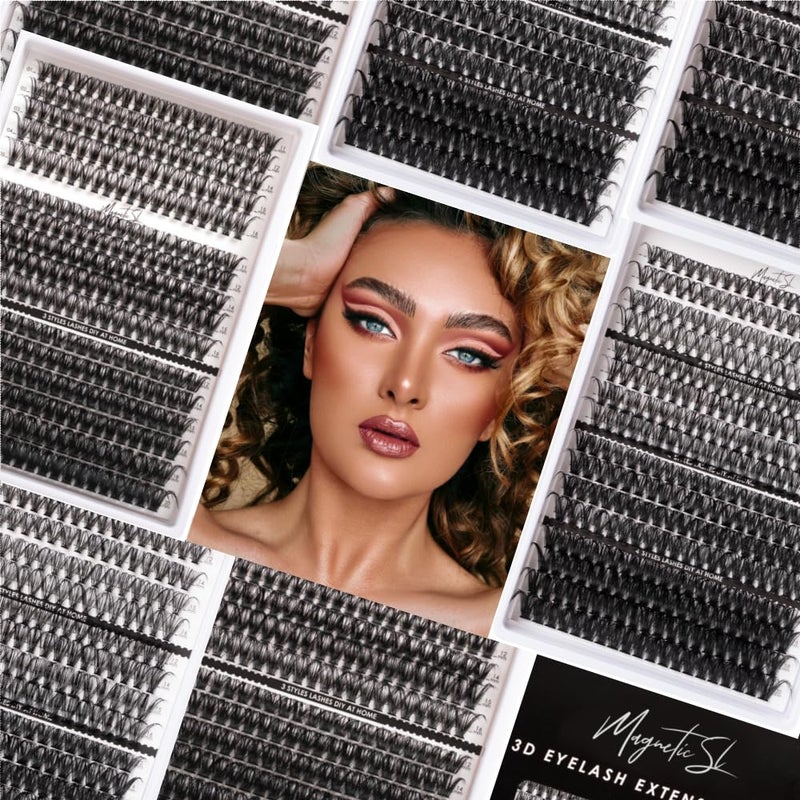 Magnetic SL Lash Clusters 320pcs Lash Extension Kit 30D 40D 80D 100D Individual Lashes Kit 12-20mm Eyelash Extension Kit with Lash Bond+Seal,Lash Remover and Lash Tweezers for Easy Use(30/40/80/100D-0.07D Kit) - Image 5
