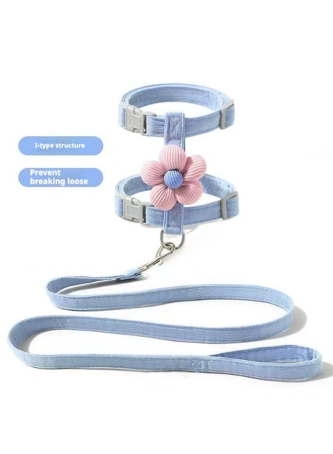 طقم حزام ومقود للقطط والكلاب الصغيرة | تصميم حرف H قابل للتعديل وغير قابل للهروب بنمط كرتوني زهري - Image 1