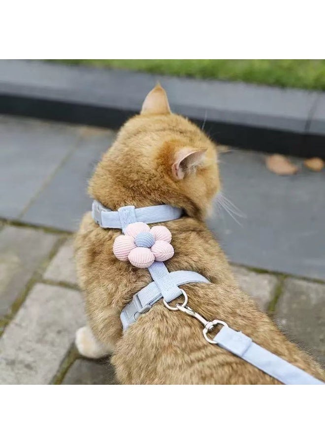 طقم حزام ومقود للقطط والكلاب الصغيرة | تصميم حرف H قابل للتعديل وغير قابل للهروب بنمط كرتوني زهري - Image 3