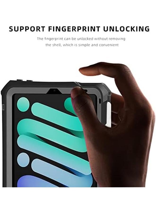 Shellbox Case For Ipad Mini 6Th Generation 8.3 Inch 2021 Model Built In Screen Protector Pencil Holder Rotating Kickstand Hand Shoulder Strap Rugged Protective Tablet Shockproof Cover For Ipad Mini 6