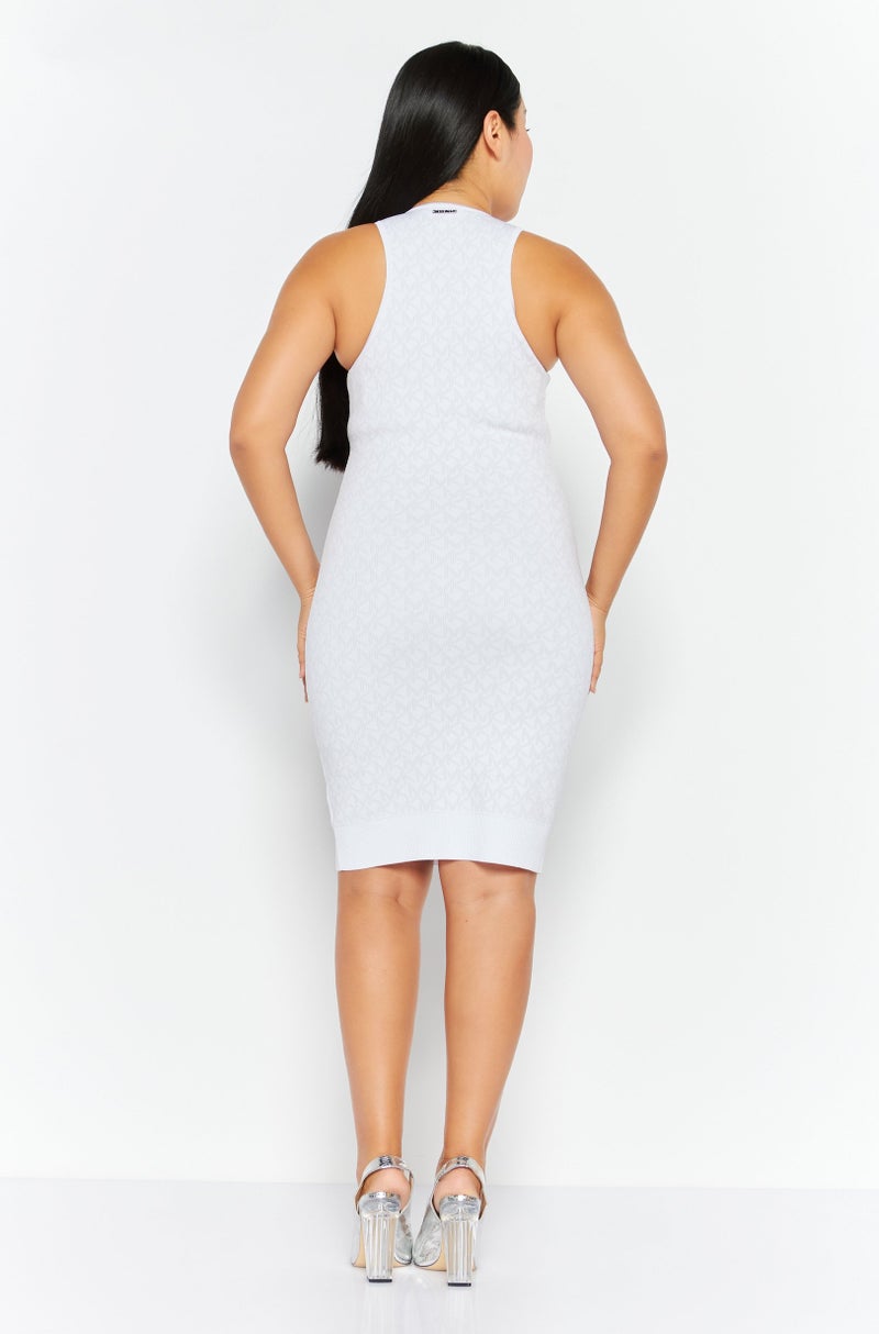 Michael Kors Women Brand Logo Bodycon Dress, White - Image 4